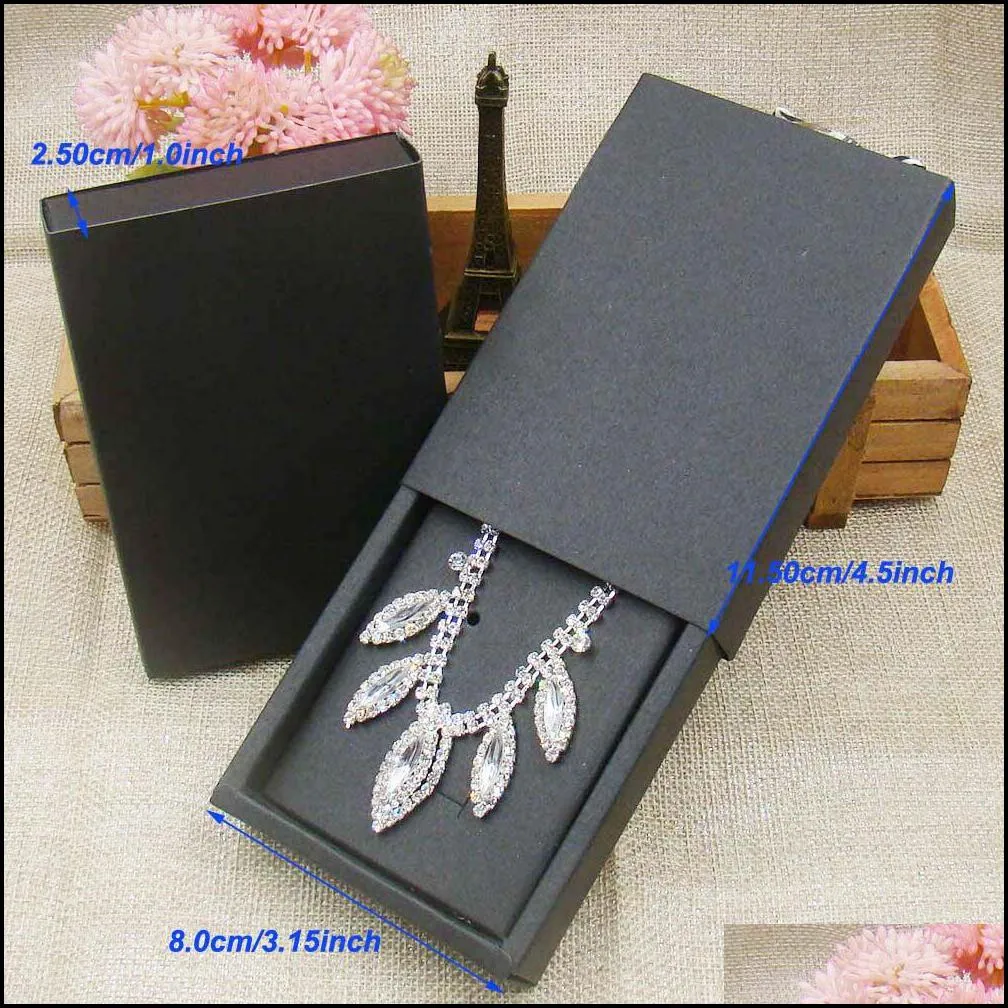 gift wrap 48pcs 4 5x3 15x1 0inch kraft paper jewelry display box custom printed necklace pendant earring package cardboard1