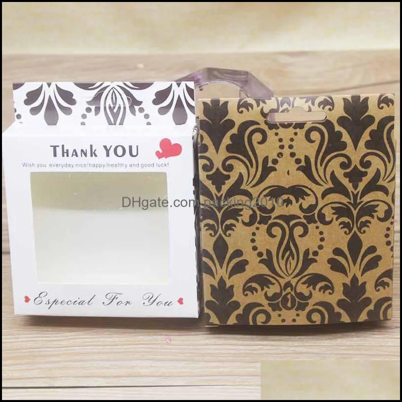 accessory packaging box with window pvc kraft paper diy packing container thank you printed cardboard craft boxes