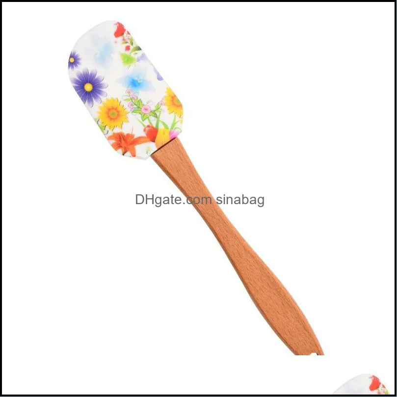 christmas silicone scraper xmas bakeware cream butter spatula with wooden handle present for christmas decorating