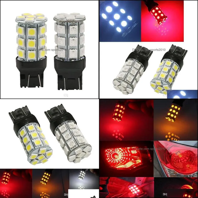 2pcs/lot w21/5w 7443 7440 t20 27smd 5050 super bright led bulb car bulbs source turn singal rear brake backup parking stop light