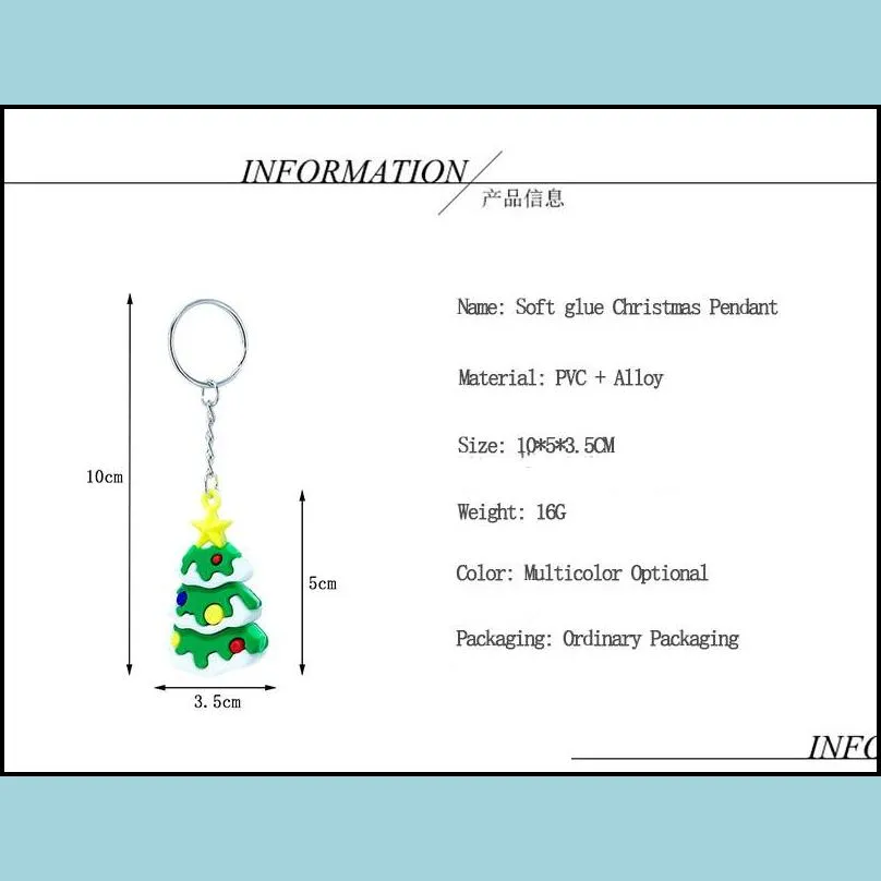 new cute little bear snowmen santa ellk keychain soft silicone chrismas tree key chain keyrings for bag car jewelry accessories