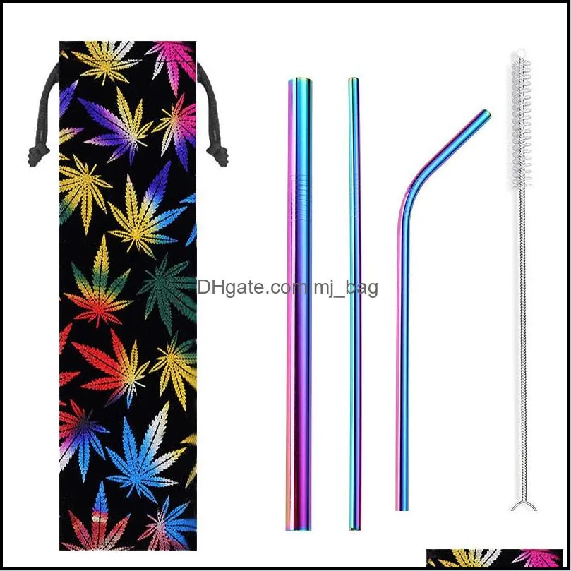 stainless steel straw chopsticks spoons knife set colorful milk tea straws with cleaning brush set metal cutlery sets