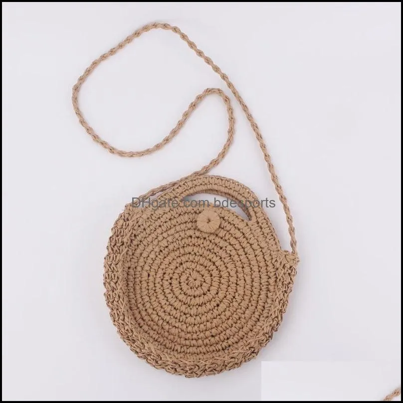 womens fashion casual straw retro mini round bag shoulder bag rattan woven round handbags knitted messenger crossbody beach hot 597