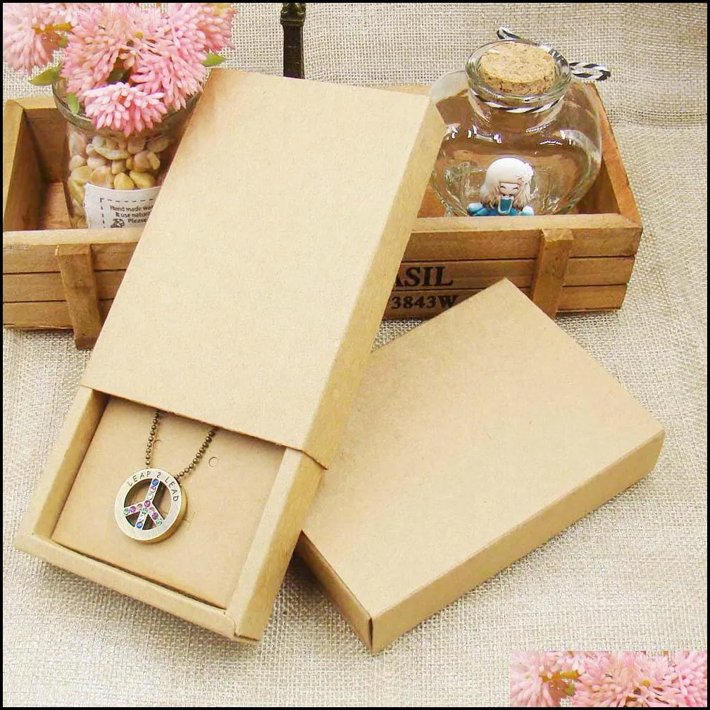gift wrap 48pcs 4 5x3 15x1 0inch kraft paper jewelry display box custom printed necklace pendant earring package cardboard1