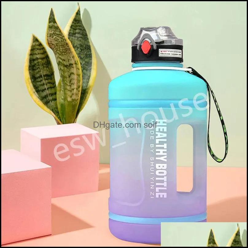 2200ml plastic water bottle large capacity bpa leakproof water jug with straws for fitness and outdoor sports