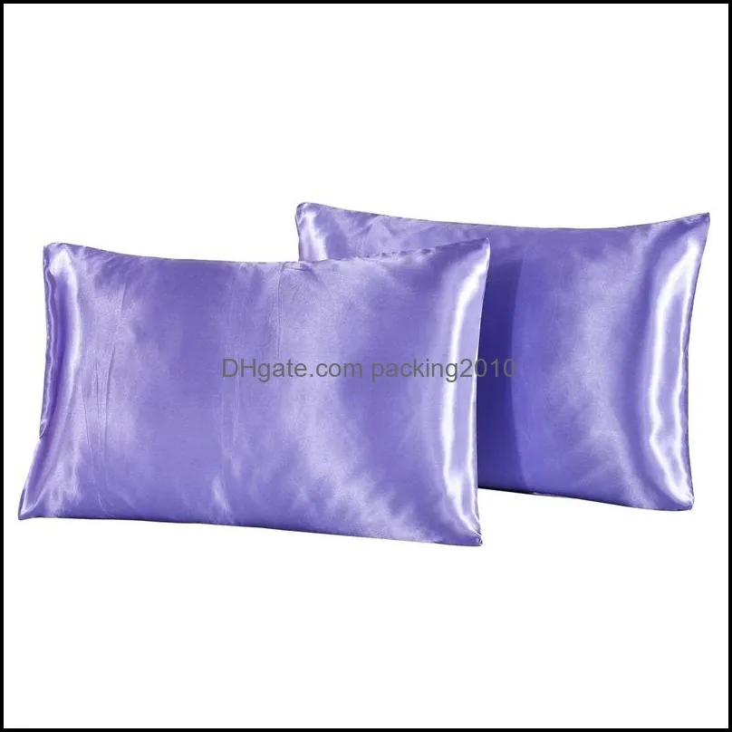 silk emulation satin pillowcase 20x26 inch solid color pillow cover summer ice silk pillow case bedding supplie 169 v2