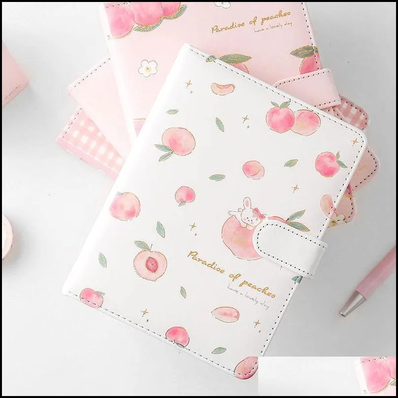 cute pu leather peaches schedule notebooks diary weekly planner notebook school office supplies kawaii stationery