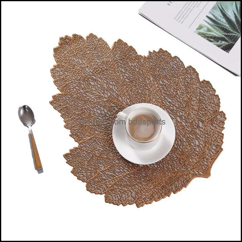 leaf shape table mats pvc hollowing out heat insulation western food pads hotel prevent slip placemat 3 7bl l1