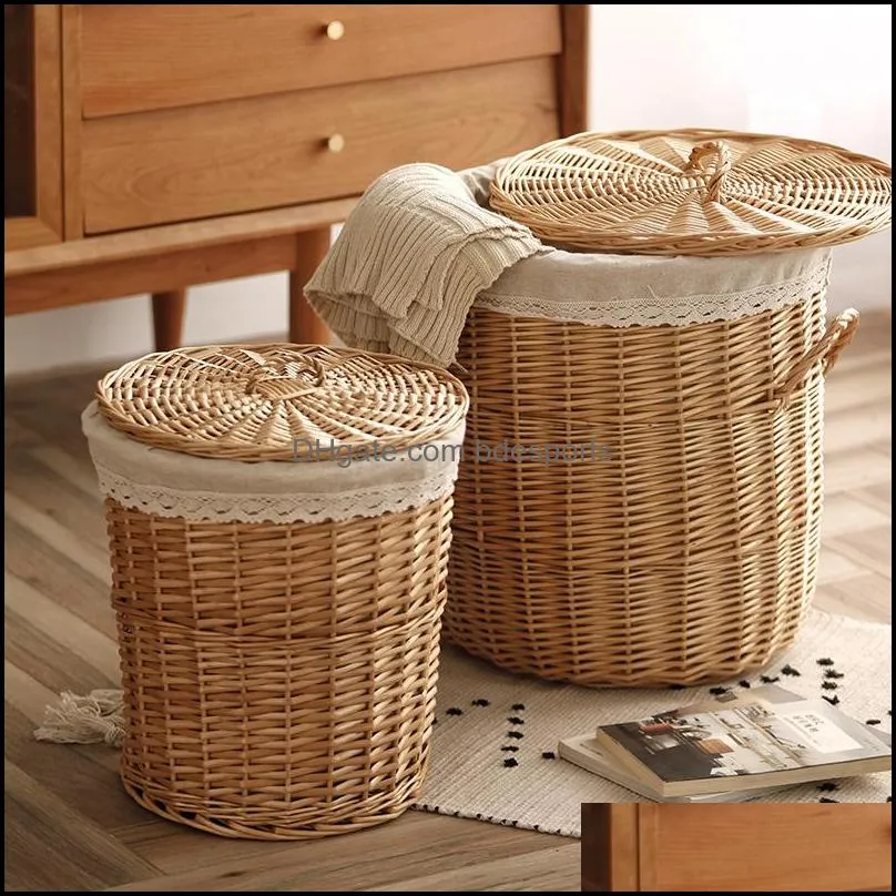 wicker dirty basket hamper frame storage box hot pot shop weaving clothes t200224 340 s2