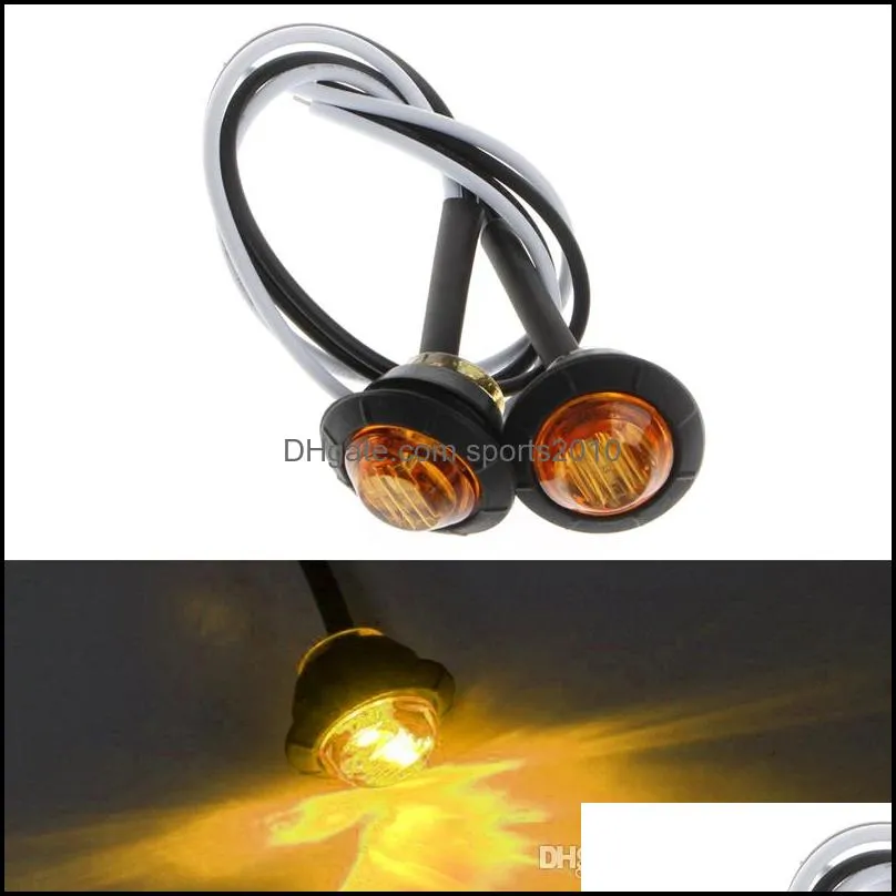 10x mini amber bulbs 3/4 round side 3 led marker trailer car bullet light waterproof