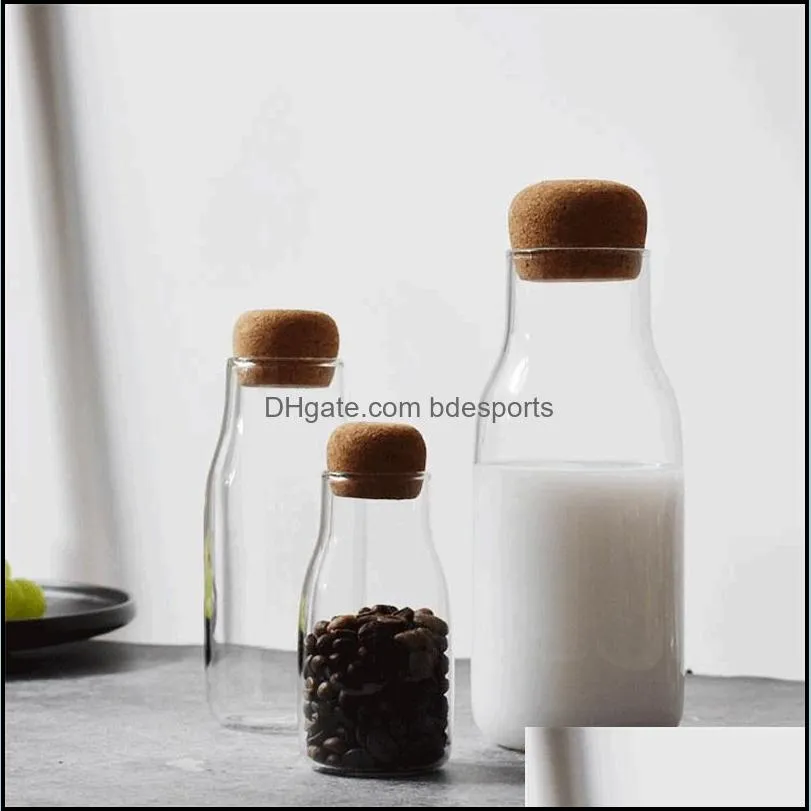 glass jars mason jar transparent storage can cork stopper bottle small glass bottle containers sealed coffee storage tank 391 r2