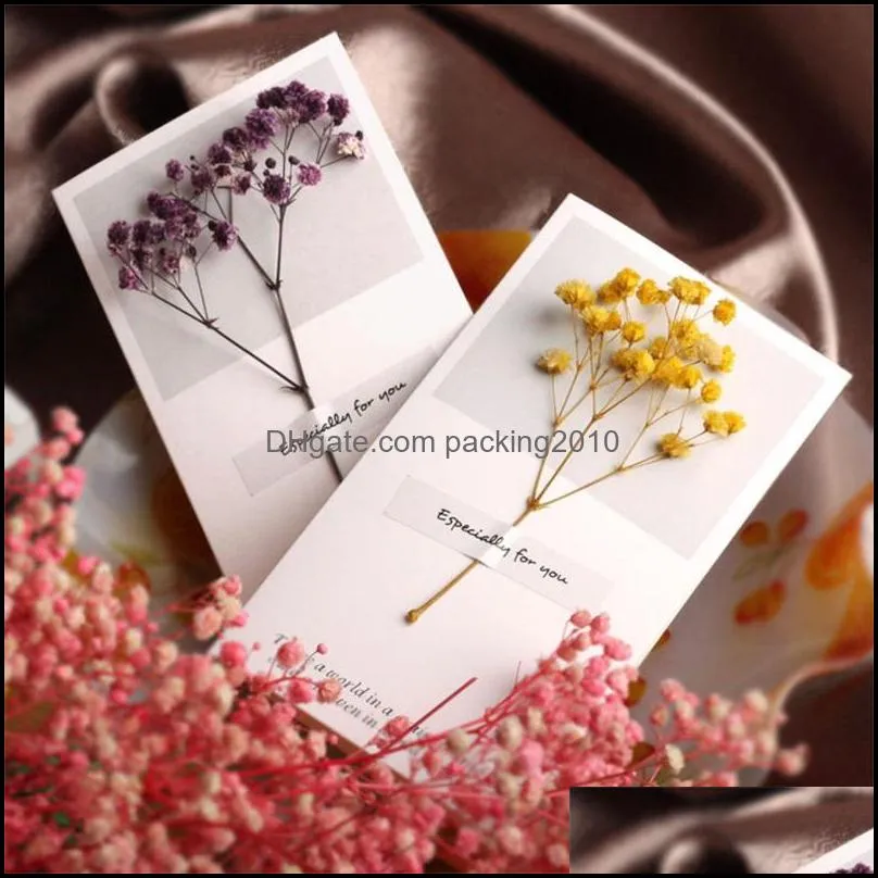 flowers greeting cards gypsophila dried handwritten blessing greeting card birthday gift card wedding invitations dhs shipping 101