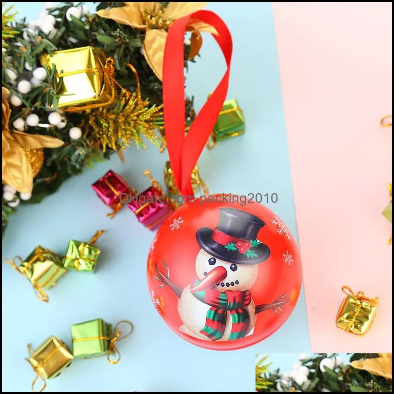 christmas ball candy box tinplate round ball xmas hanging decoration candy small gift storage ball box