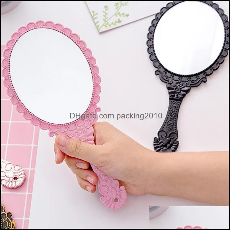 vintage pattern handle makeup mirror bronze rose gold pink black color personal cosmetic mirror
