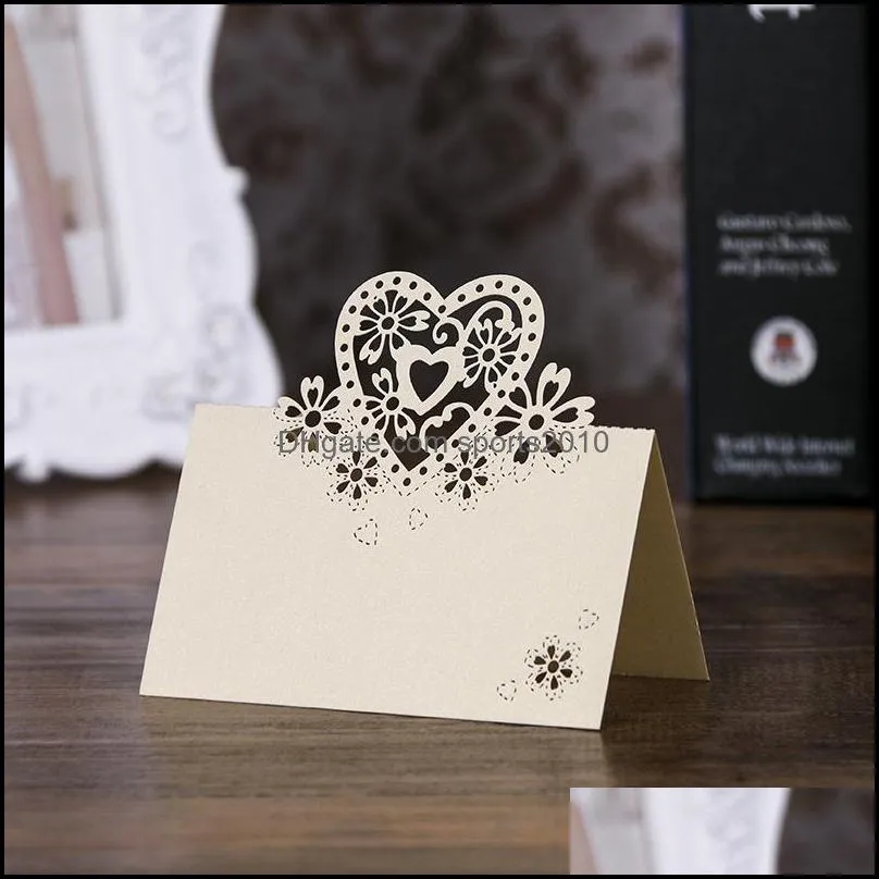 40pcs laser cut love table name place card wedding decoration party favors pearl paper table place card wedding supplies 1294 v2