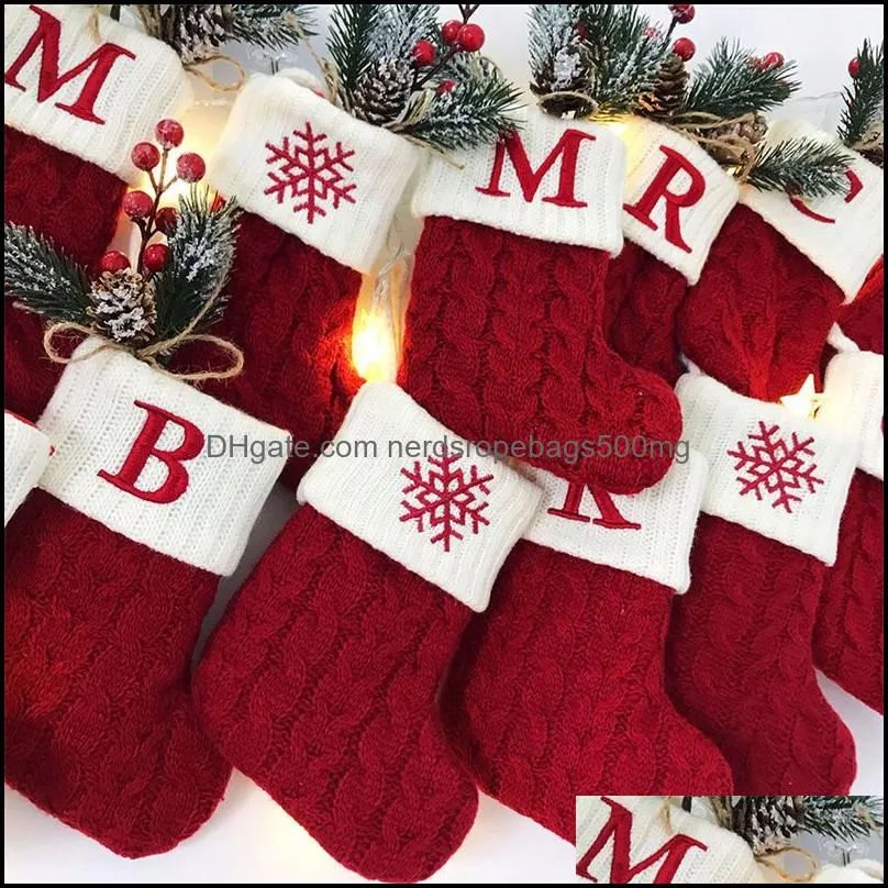 christmas knitted alphabet socks az embroidered knit red xmas holiday stocking