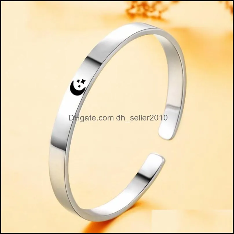 bangle simple style 925 silver plated sun moon adjustable couple bracelet for women men wedding bracelets jewelry accessoriesbangle