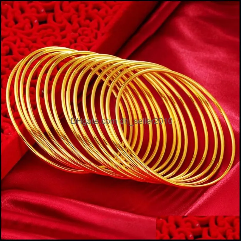 bangle pieces wholesale thin unopen yellow gold filled classic style womens bracelet dia 60mm/65mm fashion giftbangle