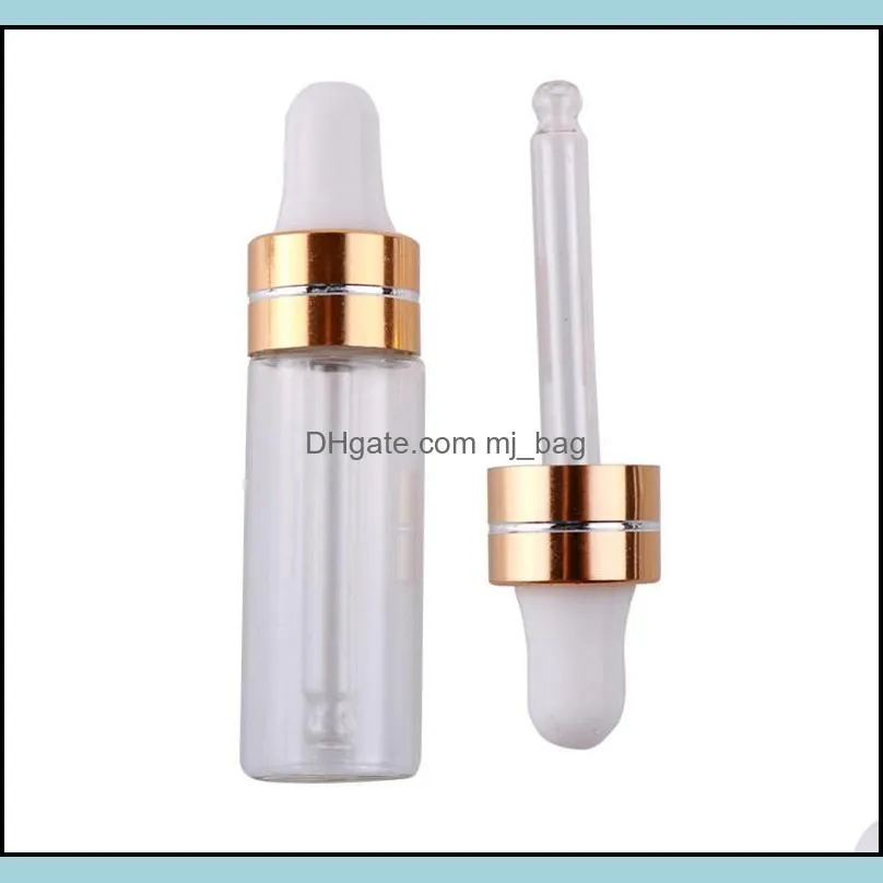 3ml 5ml transparent brown glass plastic dropper bottle portable  oil glass perfume sample test bottle