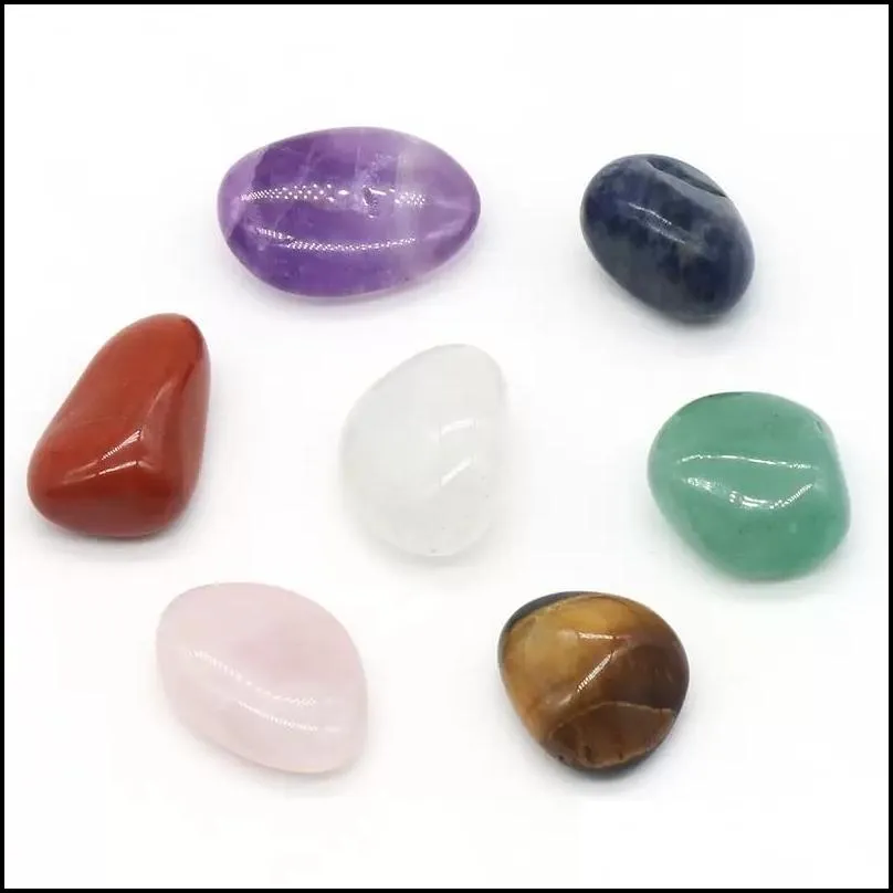 7pcs/set loose chakra healing reiki natural tumbled stone irregular polishing rock quartz yoga meditation energy stones bead