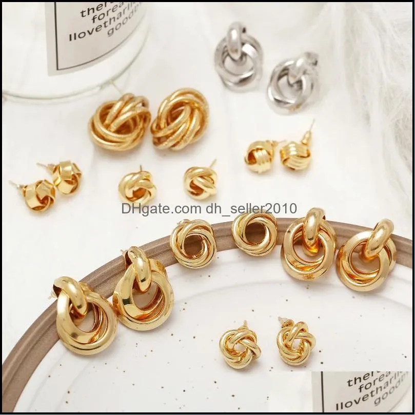 stud vintage metal twisted earrings for women charm gold color punk maxi statement spiral  jewelry gifts