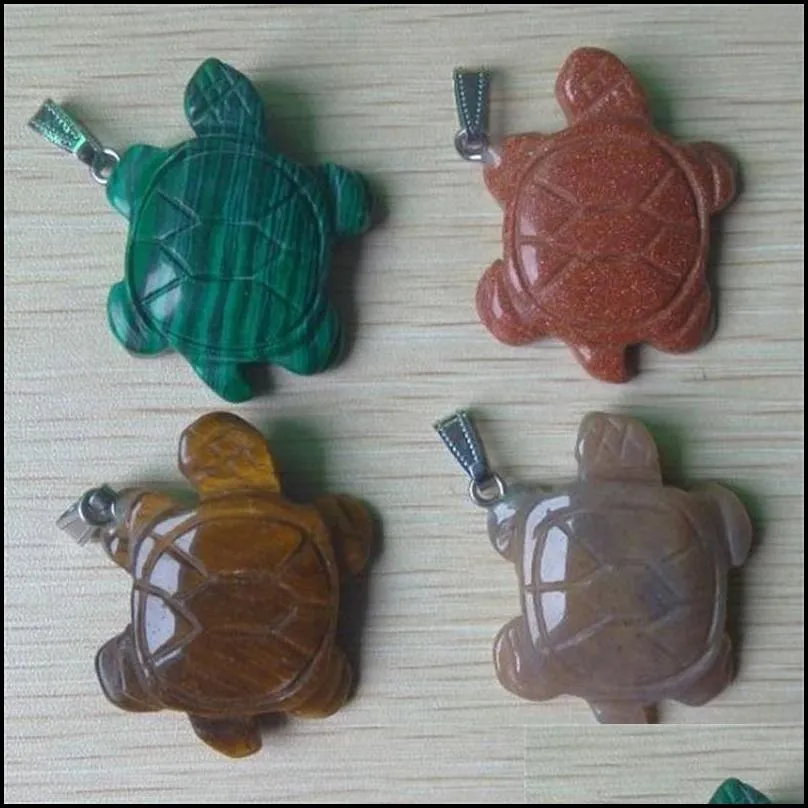 carved turtle assorted natural stone charms crystal pendants for necklace accessories jewelry making