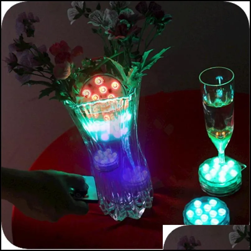 remote controlled submersible vase fish tank decoration lamp 10 led colorful changed waterproof night lights for wedding holiday party