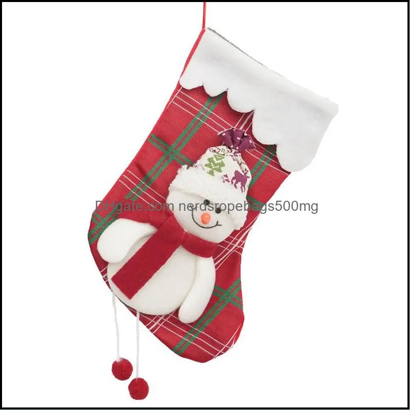 santa snowman design stocking merry christmas hanging gift stocking red nonwoven fabric xmas tree hanging socks