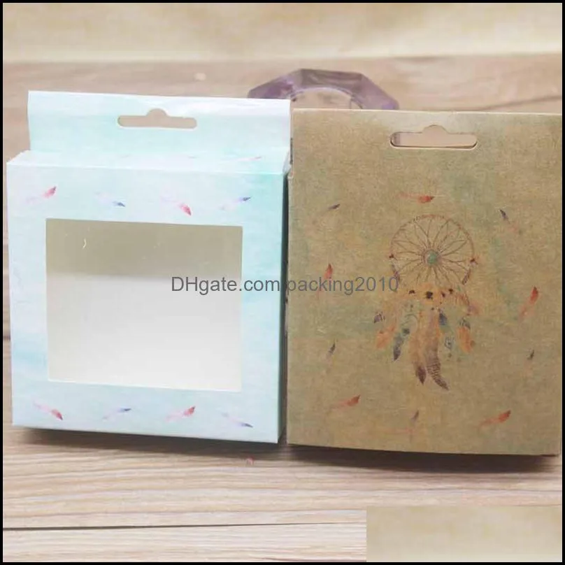 accessory packaging box with window pvc kraft paper diy packing container thank you printed cardboard craft boxes