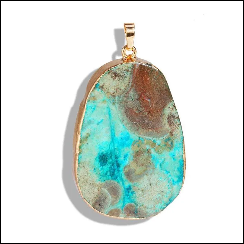 trendy druzy agate pendant charm natural agate gemstone irregular multi color pendant with gold plated for diy jewelry making bracelet