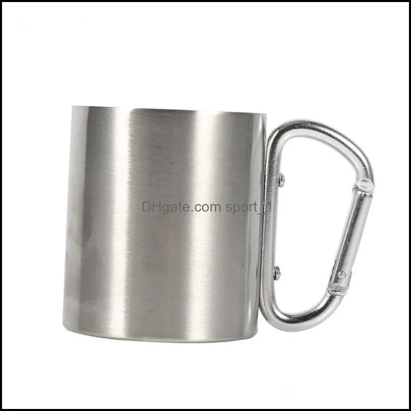 350ml carabiner hook camping mugs stainless steel camping traveling outdoor cup portable hiking sports cup with carabiner hook