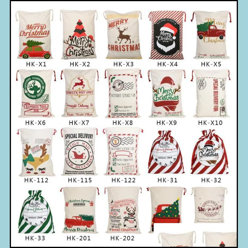 christmas decorations sacks gift bags large organic heavy canvas bag santa sack drawstring bag with reindeers santa party claus