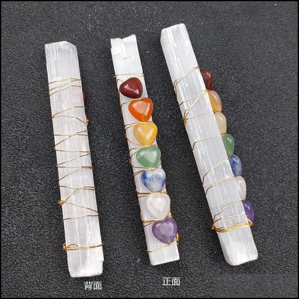 irregular gypsum decorative components seven chakra reiki healing heart charms natural stones amulet crystal meditation for men women gadget decoration