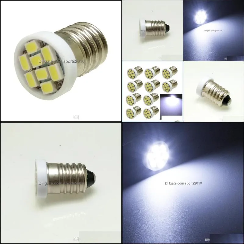 10pcs e10 ey10 3020smd 8 led white lights miniature screw screw bulb lamp for diy lionel dc 12v