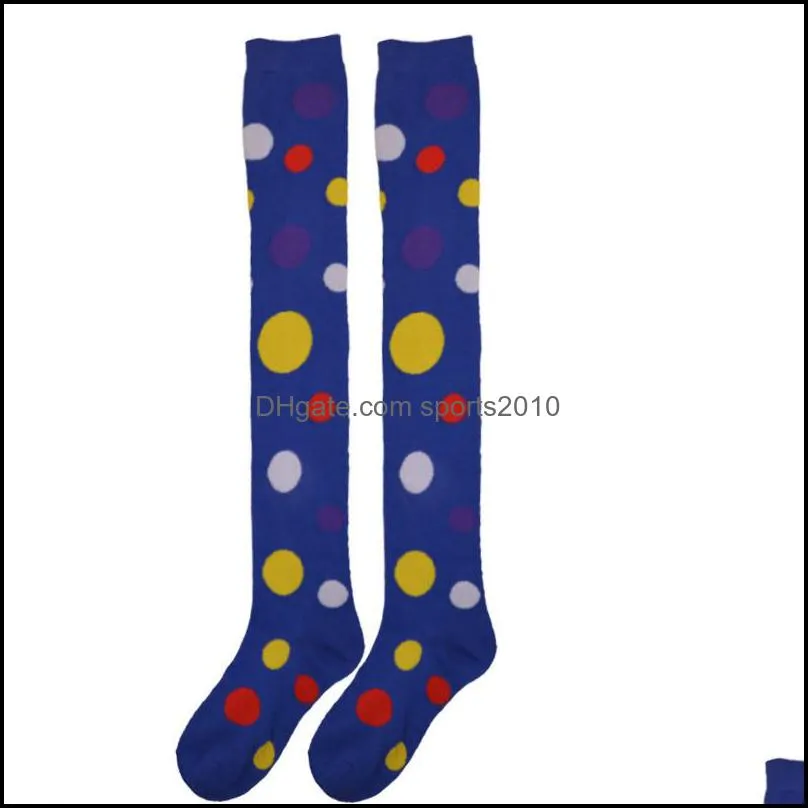 clown stockings polka dot yellow green red over the knee socks acrylic cotton 53cm halloween christmas girl stocking gift