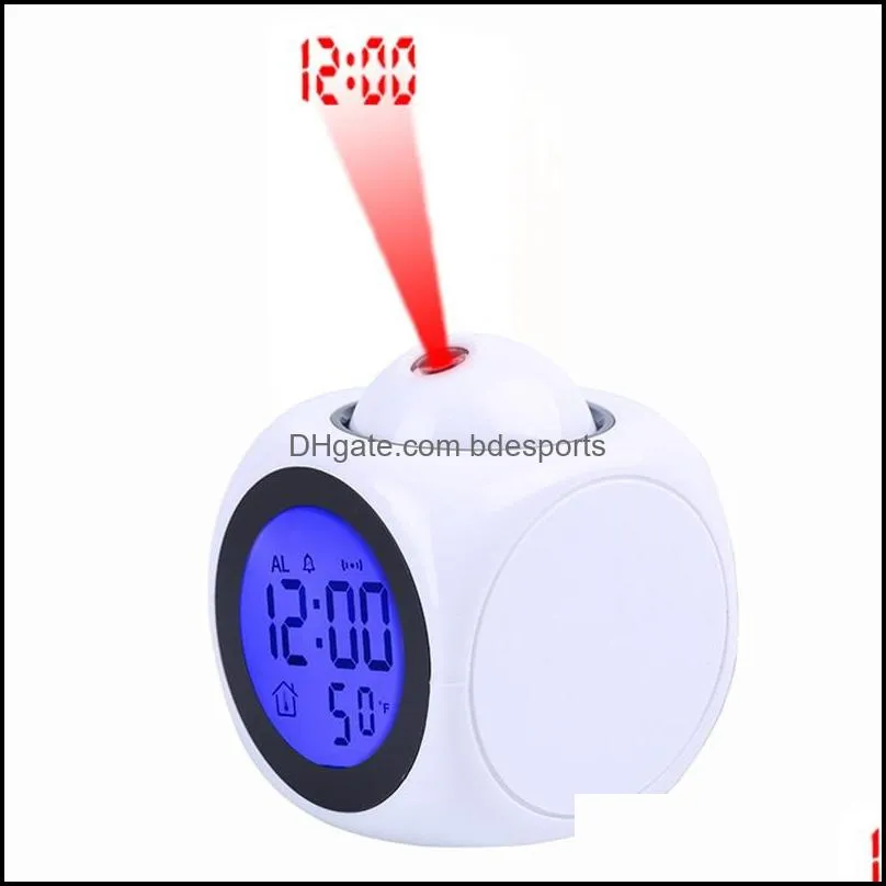projection alarm clock with led lamp digital voice talking function led wall ceiling projection alarm sn temperature display 678 v2
