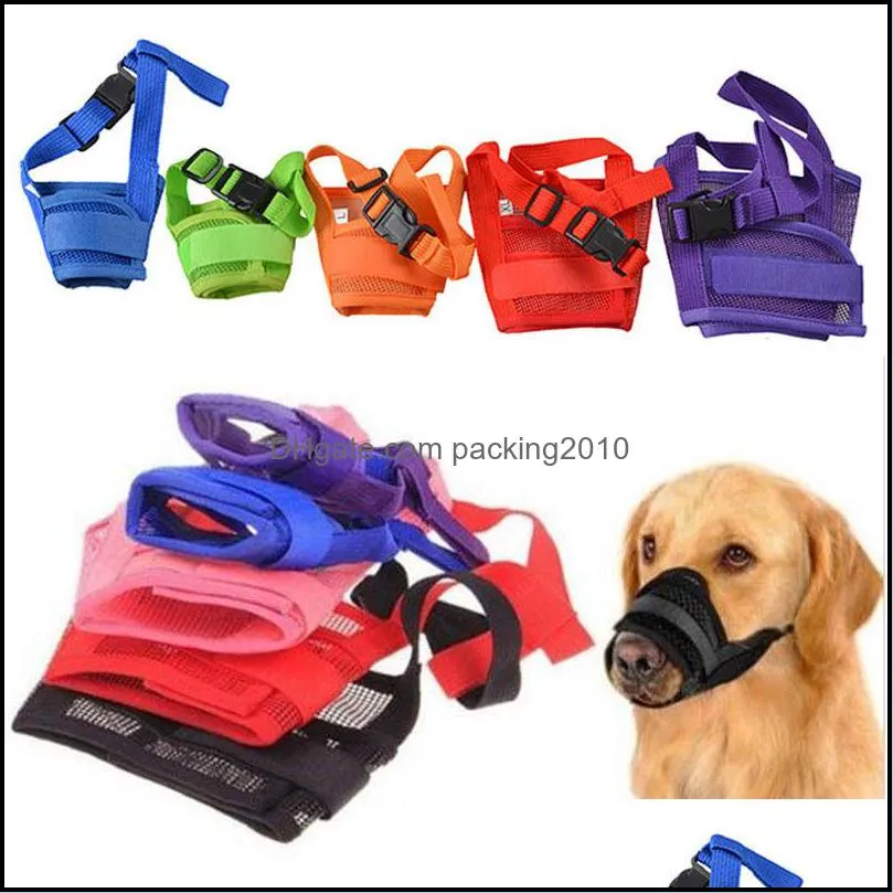 soft dog muzzles s2xl size air mesh breathable drinkable and adjustable loop dogs muzzles to prevent biting barking training supply