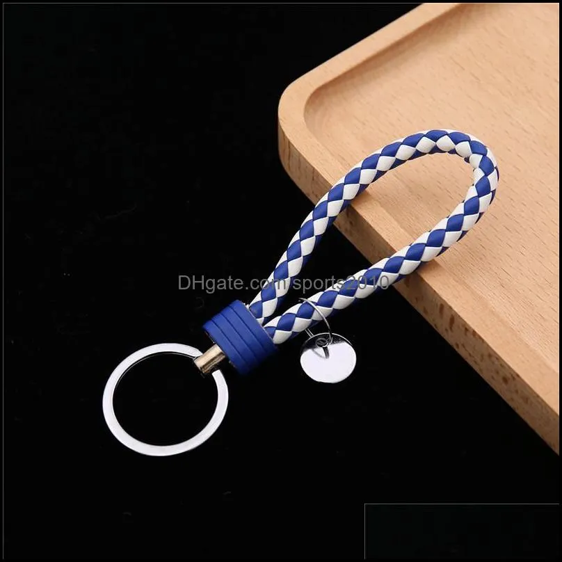 weaving pu leather keychain simple style car key pendant creative bag key rope party promotion small gift