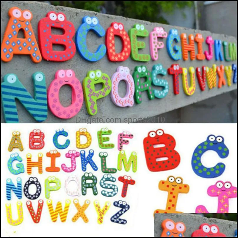 kids baby wooden alphabet letter fridge magnets wooden cartoon fridge magnets educational learning study cartoon toy unisex gift