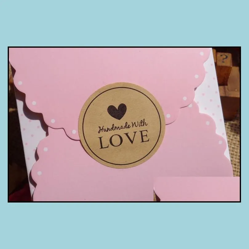 12pcs handmade wtih love heart round scrapbooking paper labels seal sticker diy gift sticker dia 3 8cm