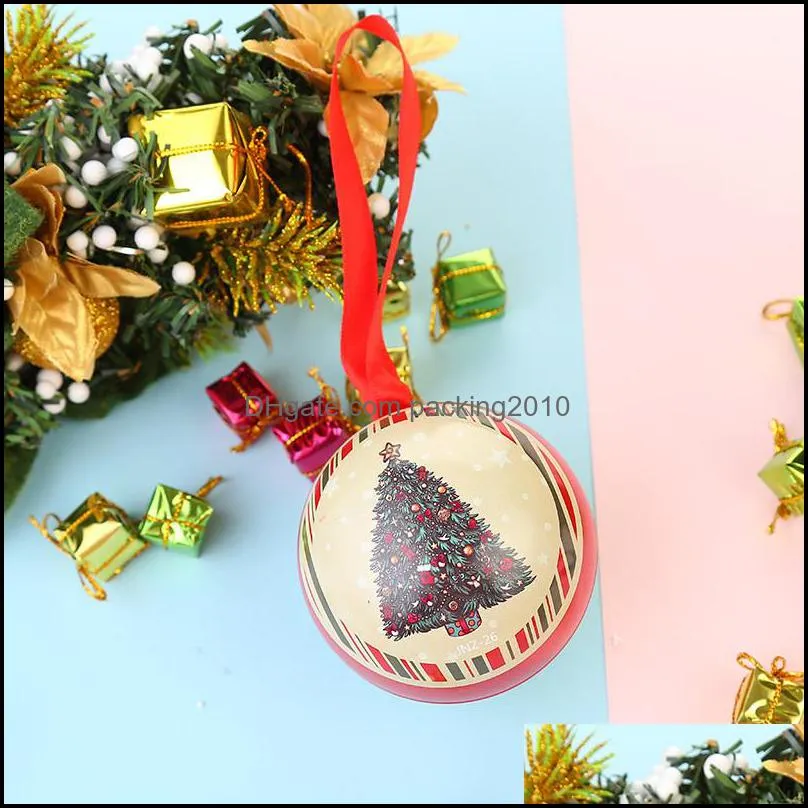 christmas ball candy box tinplate round ball xmas hanging decoration candy small gift storage ball box