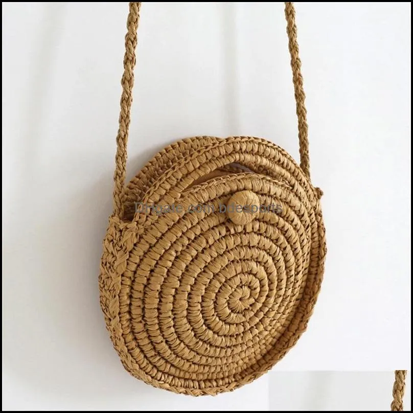 womens fashion casual straw retro mini round bag shoulder bag rattan woven round handbags knitted messenger crossbody beach hot 597