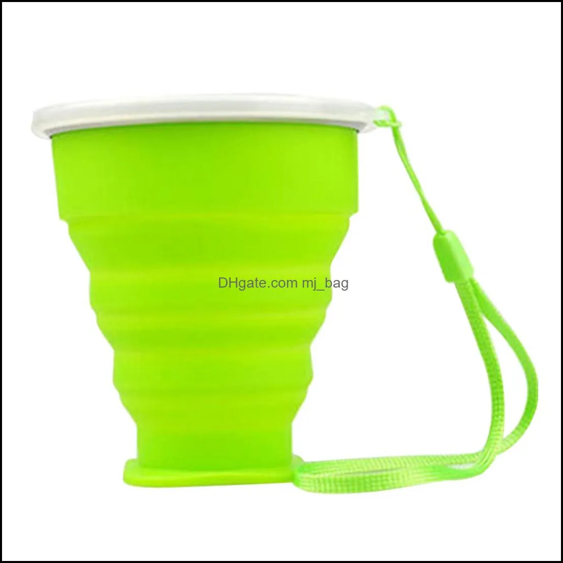 5 colors silicone retractable folding telescopic collapsible folding water cup tumblerful 200ml  outdoor travel woter