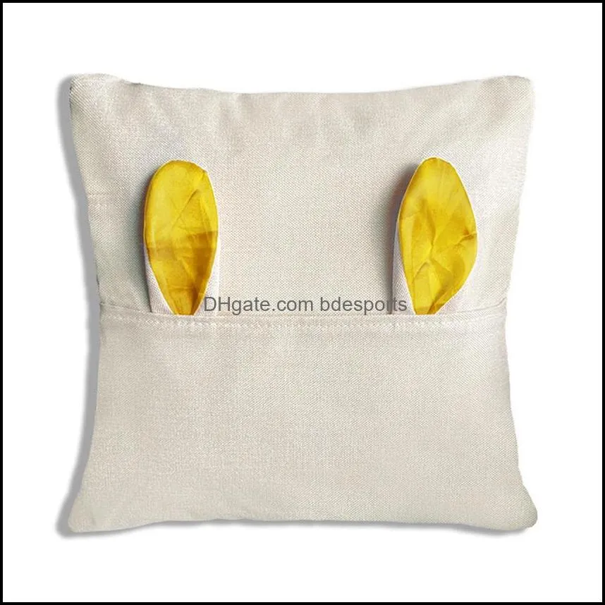 sublimation pocket pillowcase linen easter pillowcases thermal transfer pocket pillowcovers with ears wholesale pillow cushion a02 149