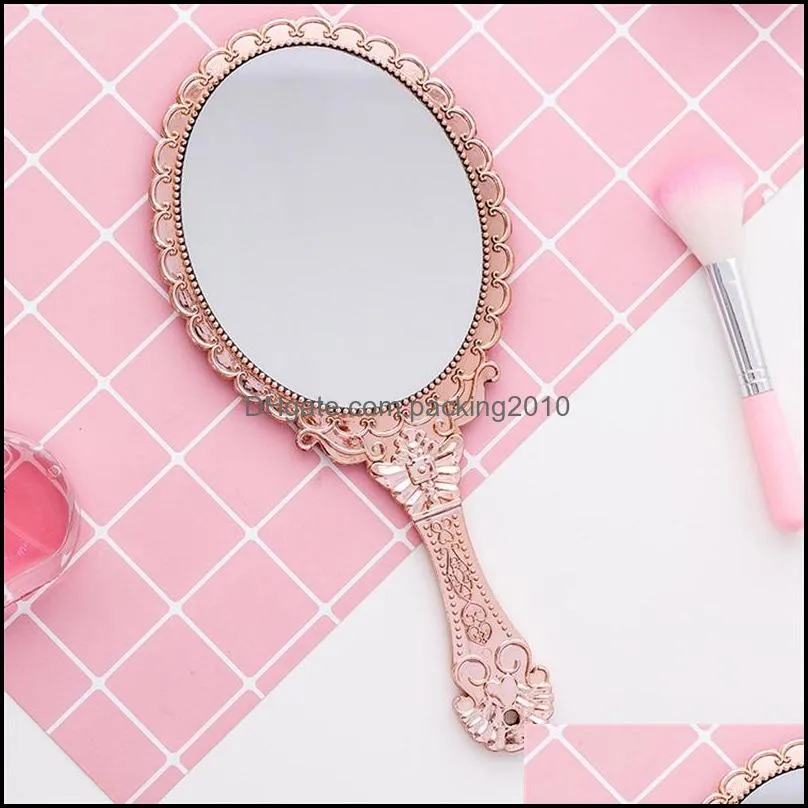 vintage pattern handle makeup mirror bronze rose gold pink black color personal cosmetic mirror