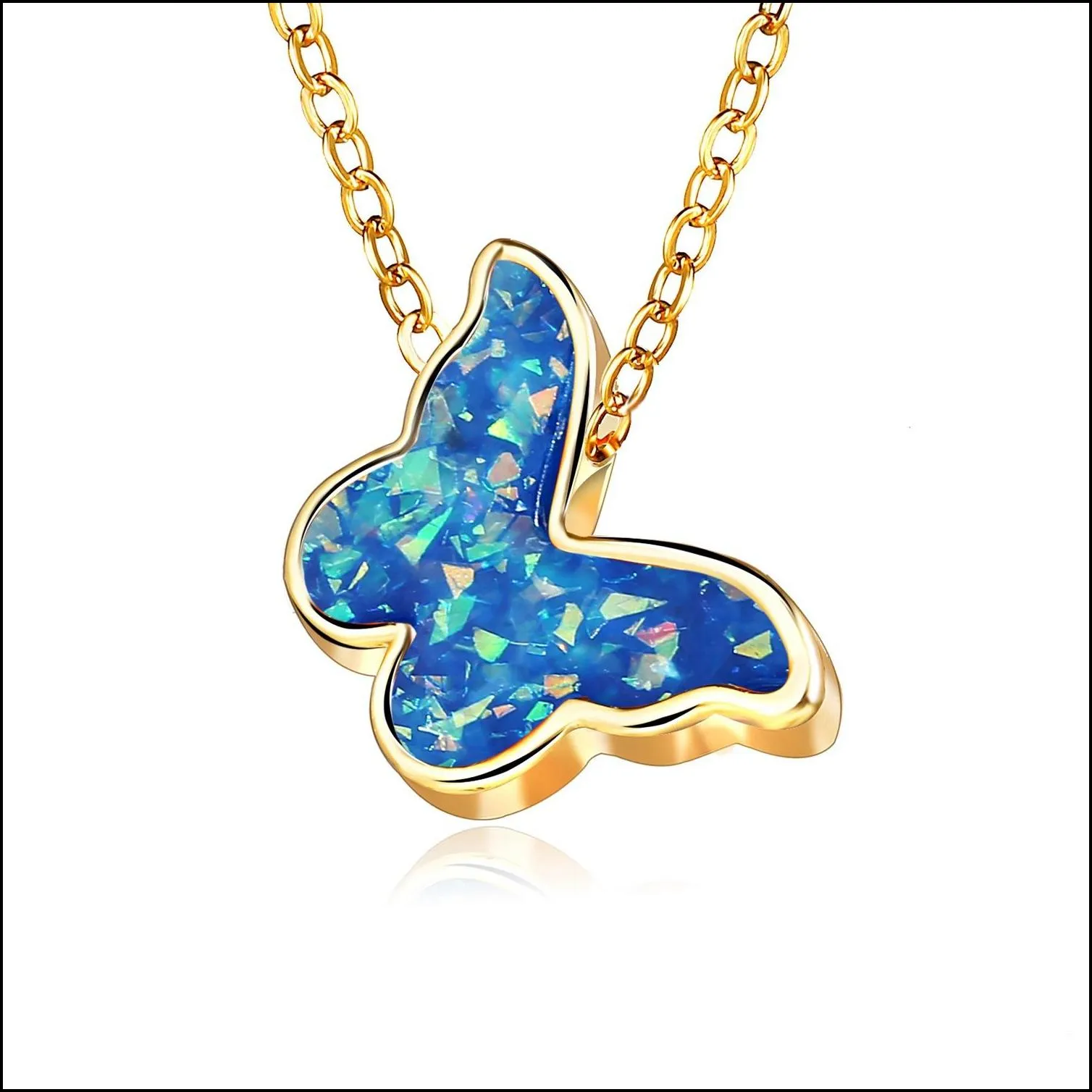 acrylic butterfly necklace 2020 new fashion colorful blue pink gold plated necklace for women girls