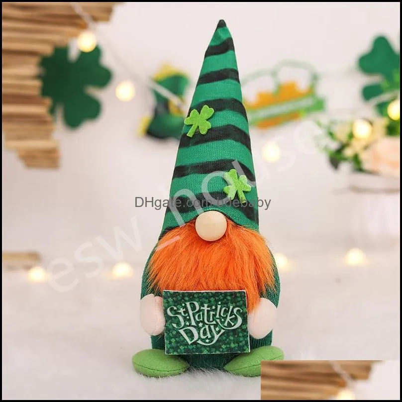 st patricks day party gnomes shamrock faceless doll green clover irish plush dolls home table decoration kids toys