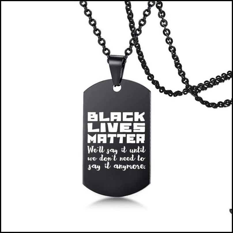 fashion black lives matter necklace protest black military brand necklace hiphop stainless steel pendant necklace