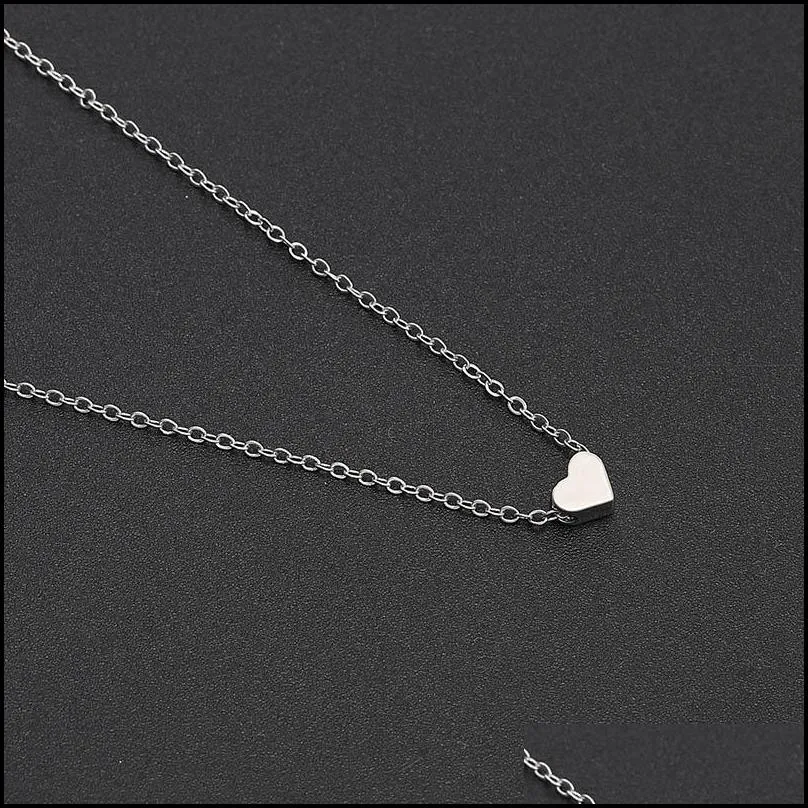 new classic clavicle chain necklace small love heart pendant necklace for women girl gold silver necklace choker party wedding jewelry