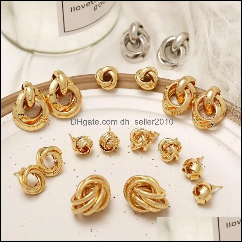 stud vintage metal twisted earrings for women charm gold color punk maxi statement spiral  jewelry gifts